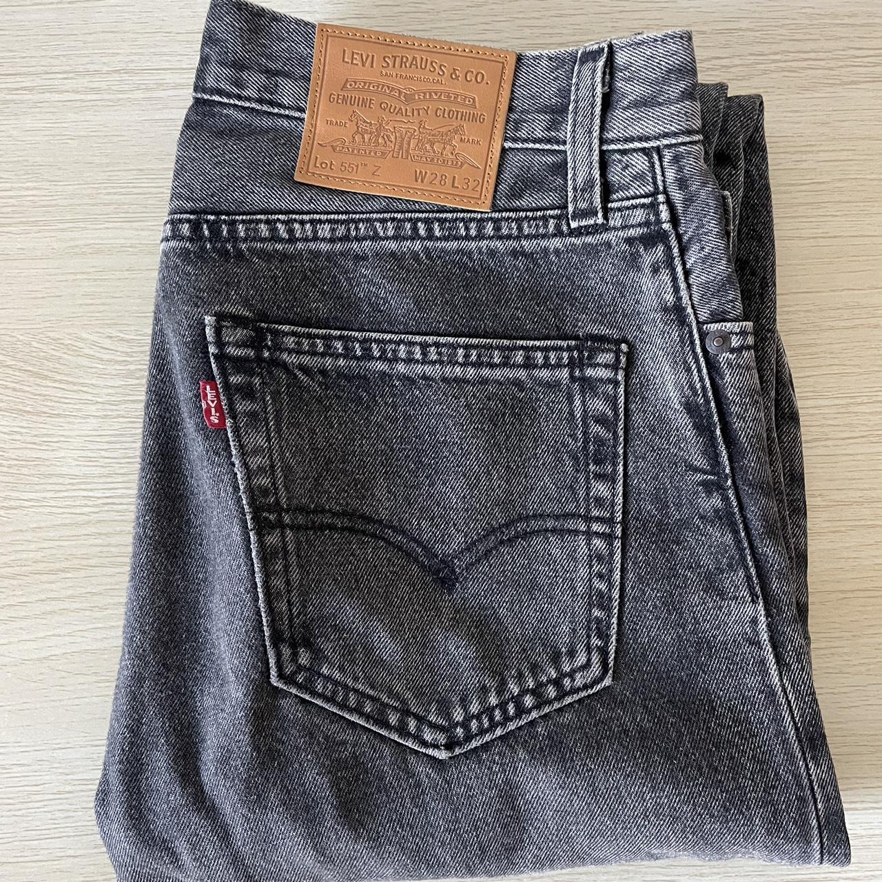 Levi 551 Z black wash jeans straight cut Size 28... - Depop