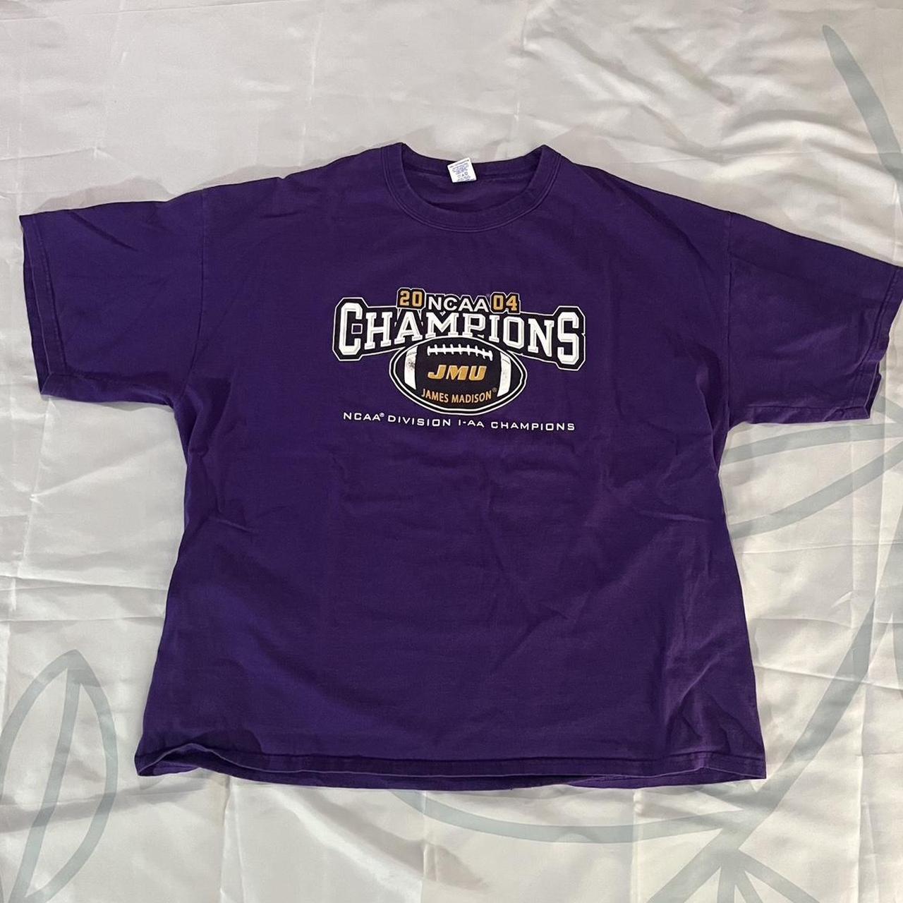 y2k russell athletic JMU 2004 championship tee... - Depop