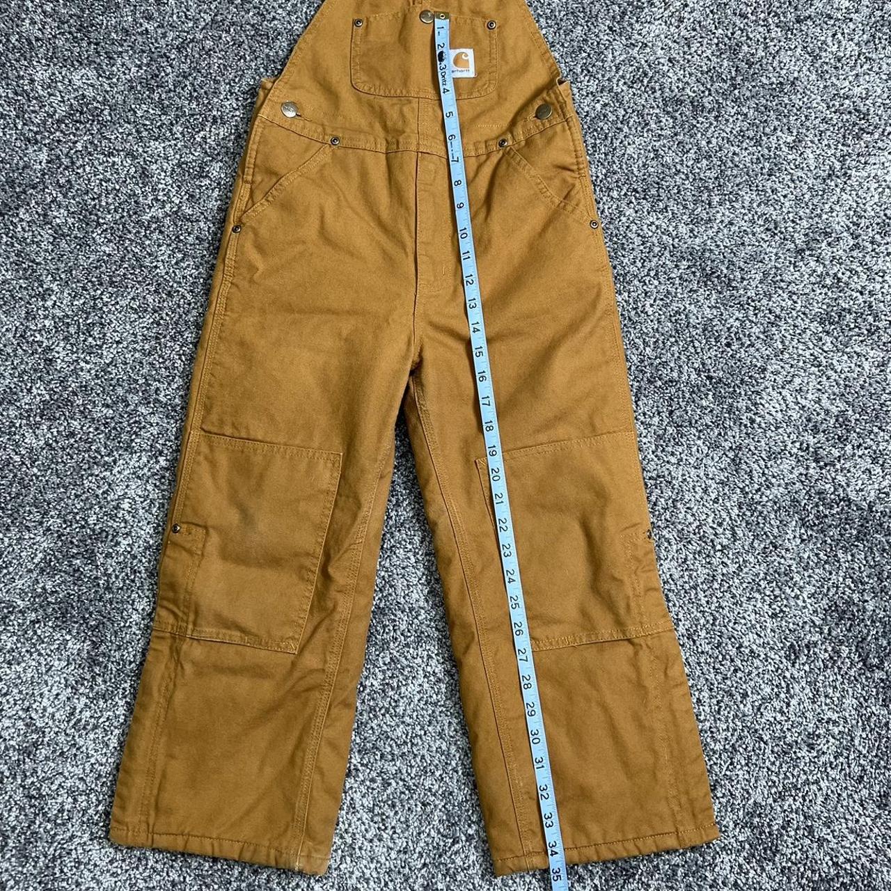 Tan Carhartt Double Knee Overalls Boys Size... Depop