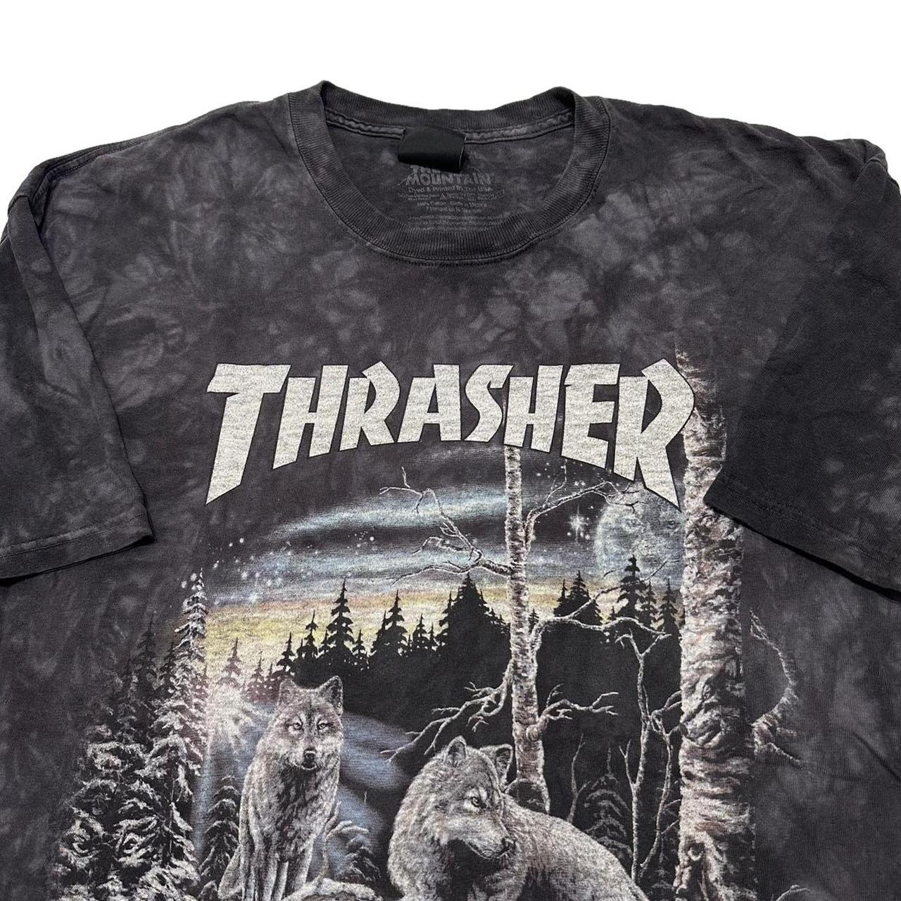 THRASHER スノーボードウェア 1979 STROLLING STONED Vintage 80s Thrasher Distressed Skateboard Sweatshirt Black