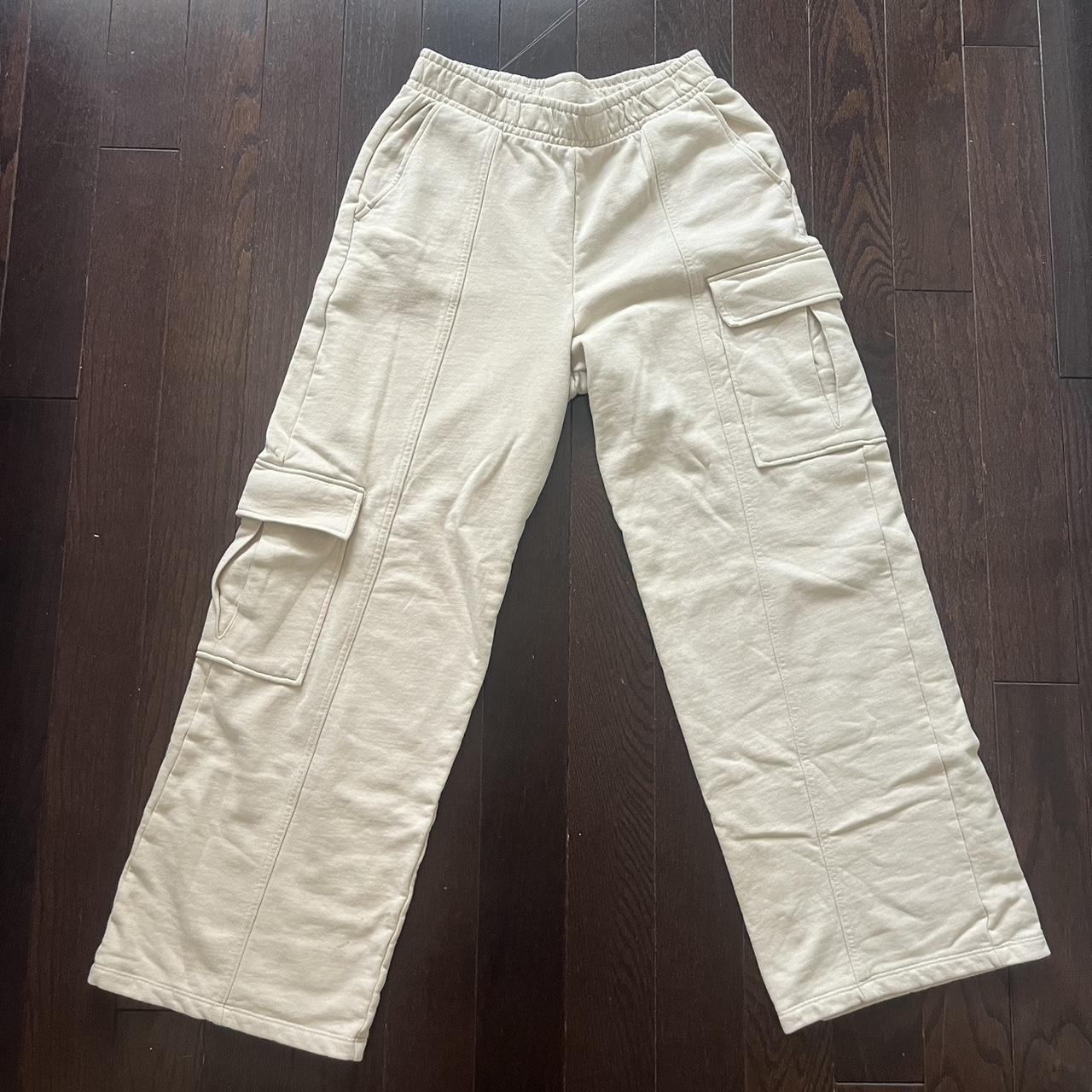 ZARA plush Cargo sweatpants COLOR: cream/tan Size... - Depop