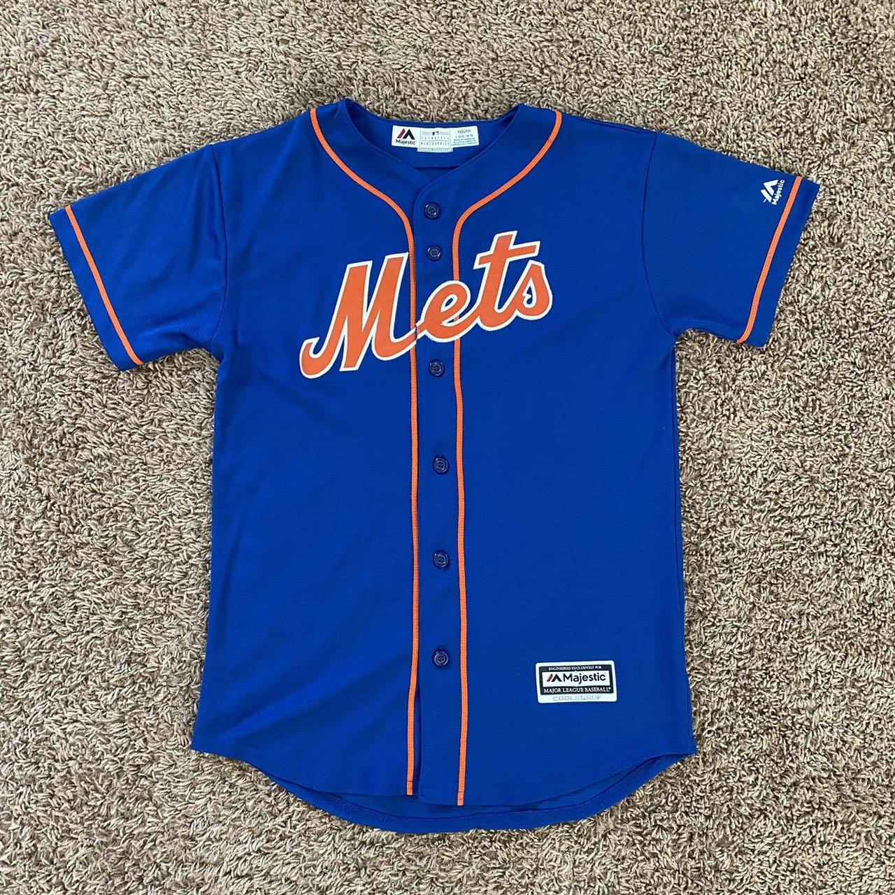 Majestic MLB New York Mets Youth Jersey Size XL Blue - Depop