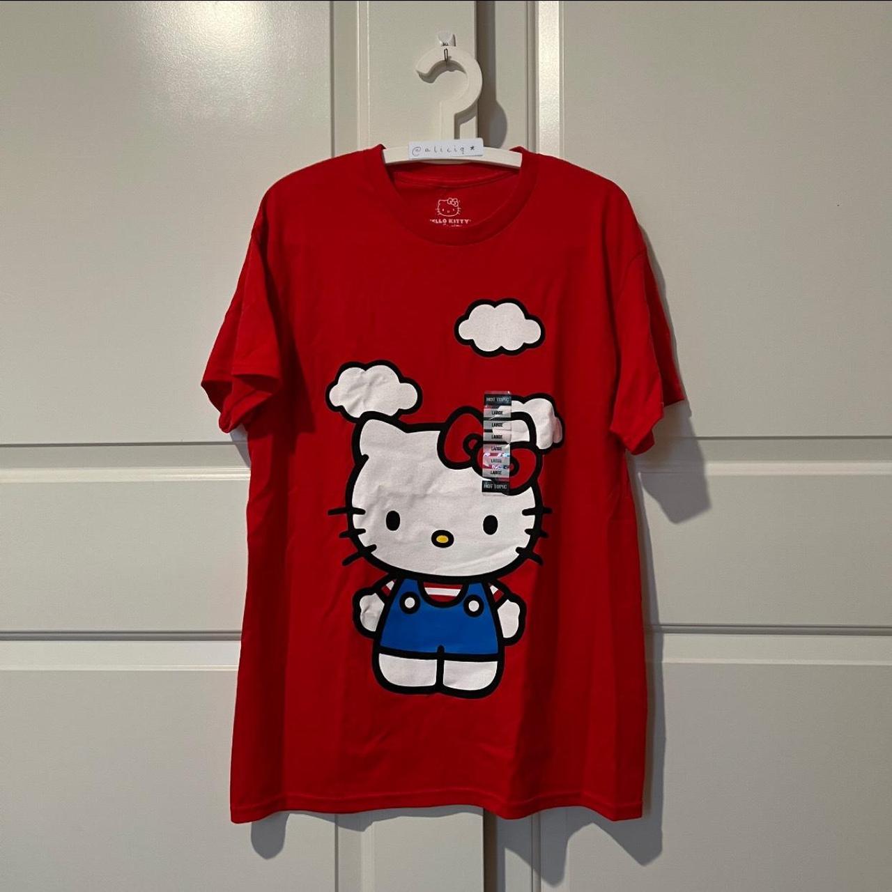 RED HELLO KITTY T-SHIRT (size L) ★ boyfriend fit... - Depop