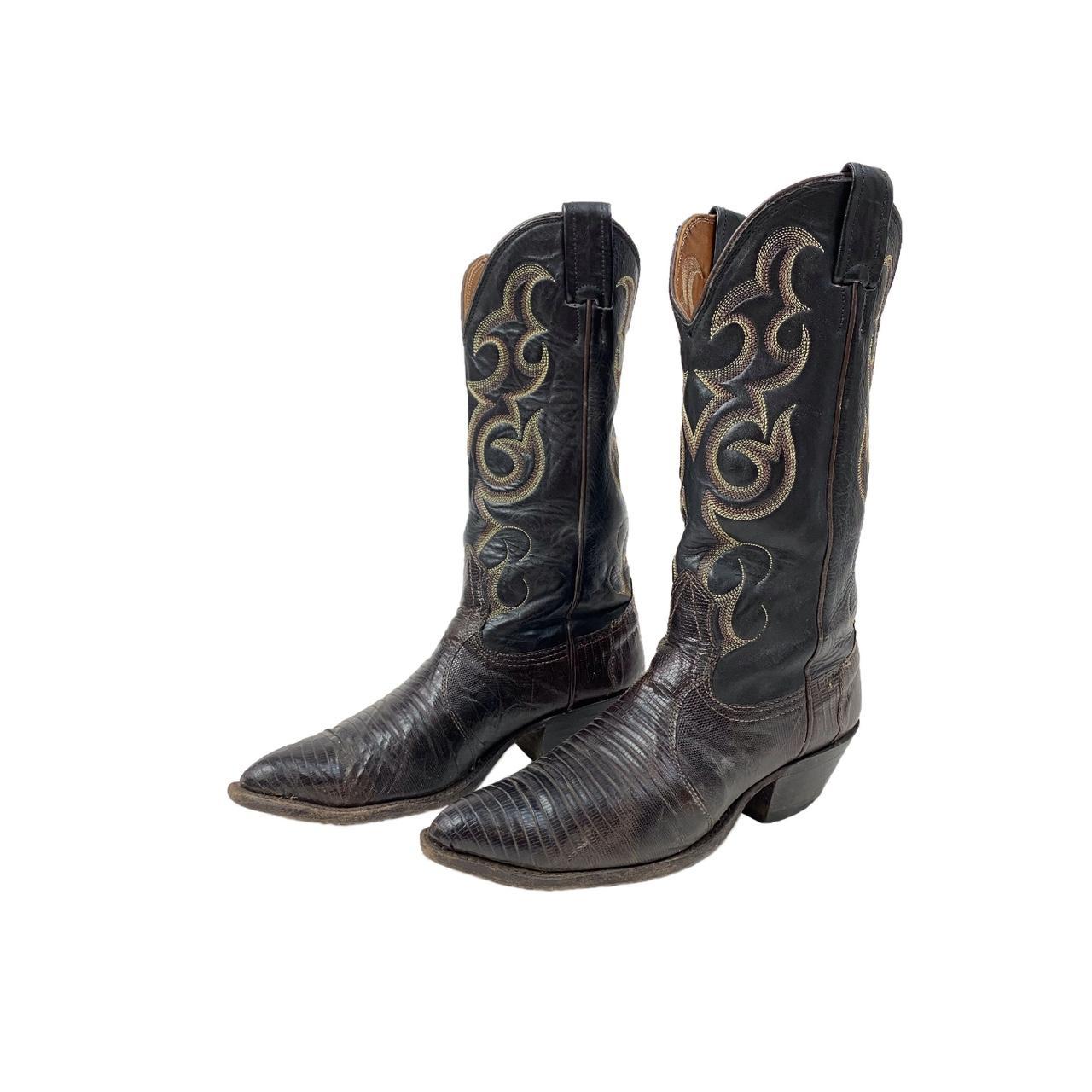 Vintage Nocona Boots black leather cowboy boots are... - Depop
