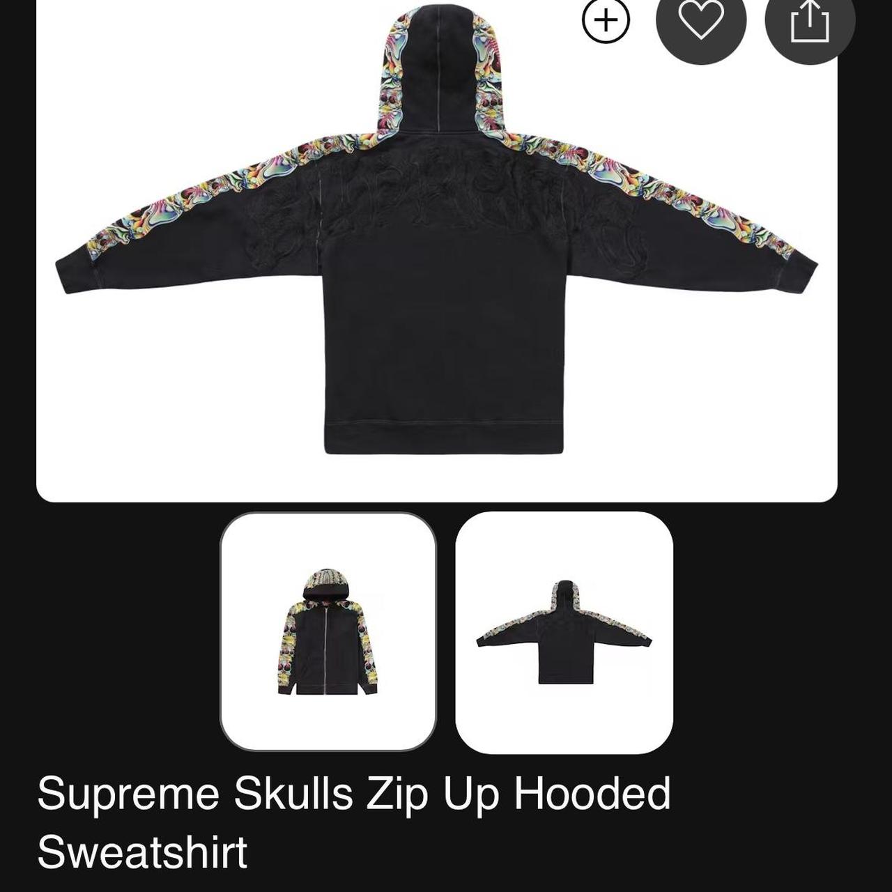Supreme Skulls Zip Up Hooded Sweatshirt Colorful | Depop