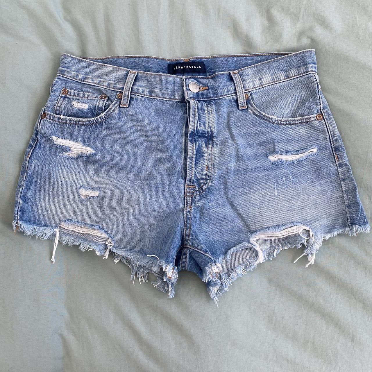 Aeropostale Women's Blue and White Shorts | Depop