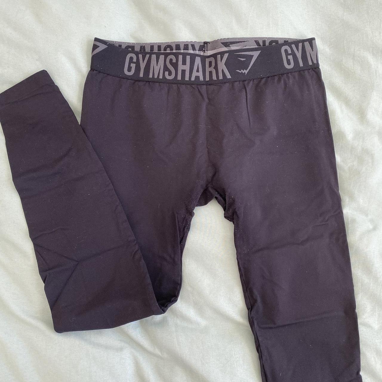 gymshark low waisted leggings black on black... - Depop