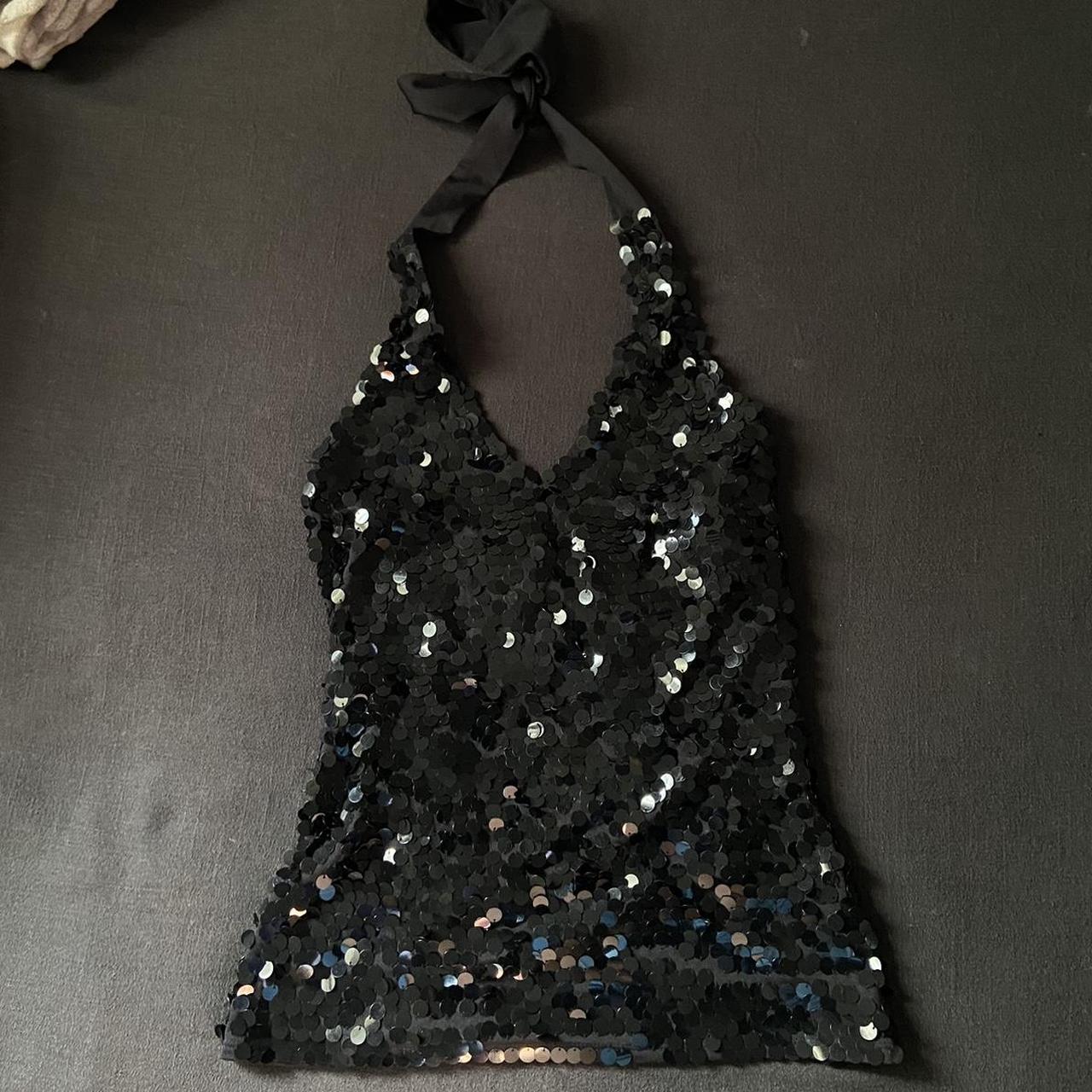 Black Sequin Halter Top. Pretty sure it’s a White... - Depop