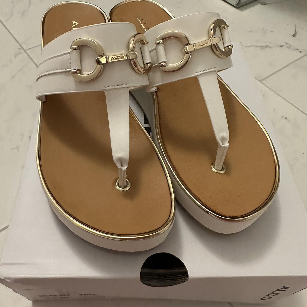 NEW aldo white tan sandals super by far... -