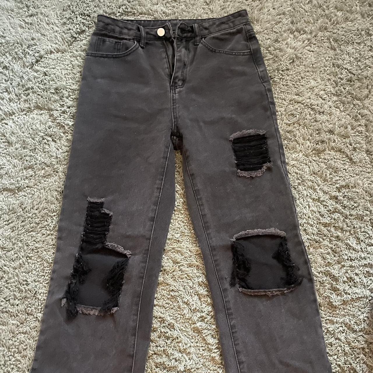 Small charcoal ripped jeans, great condition, SHEIN Depop