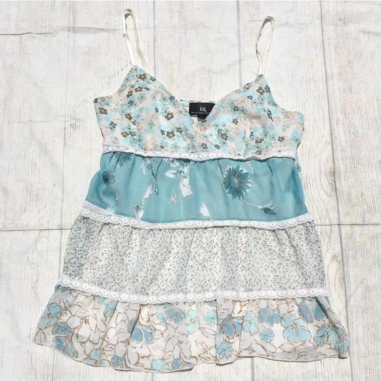 Y2K Floral Cottagecore Babydoll Tiered Camisole Top.... Depop