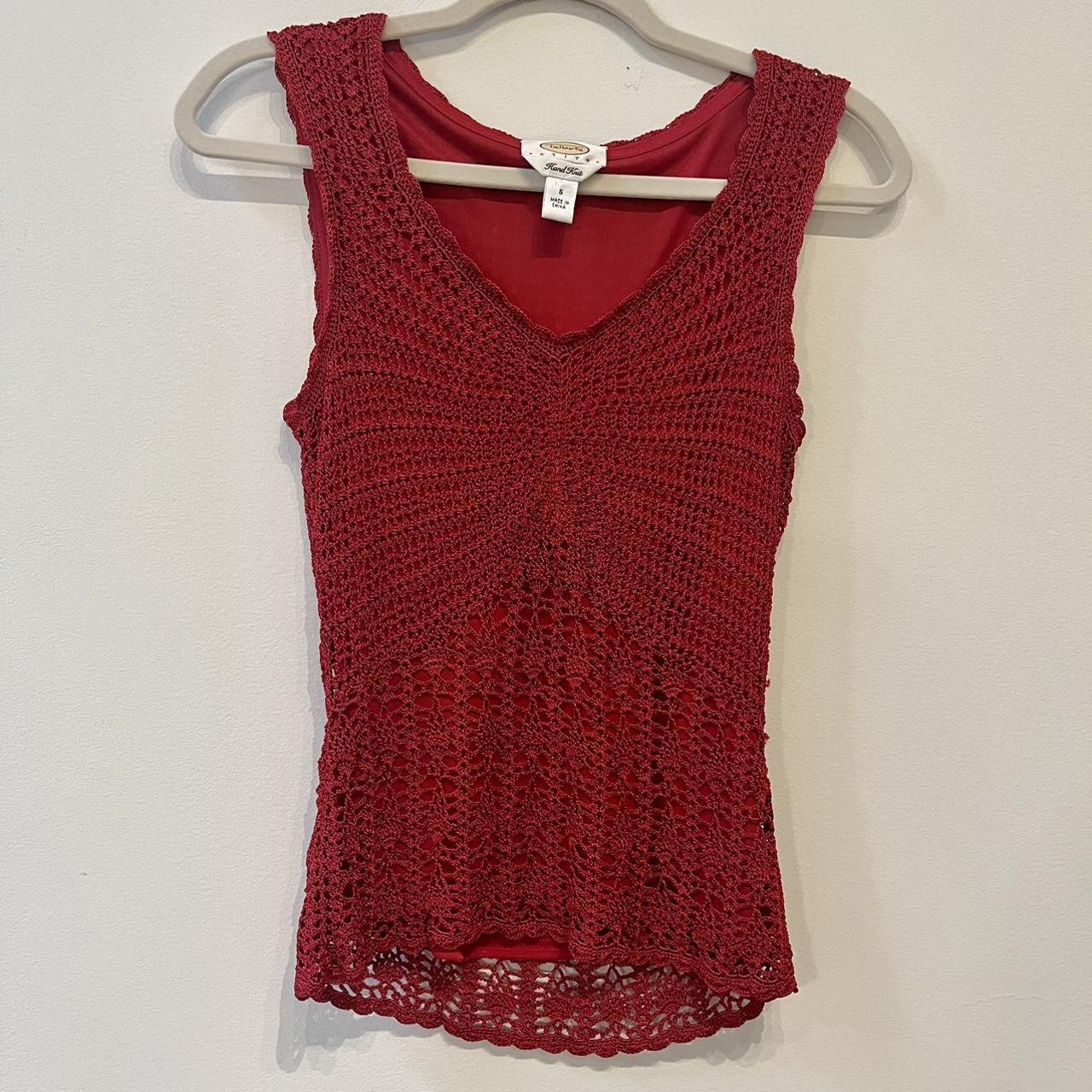 Talbots Women's Red and Burgundy Vest | Depop