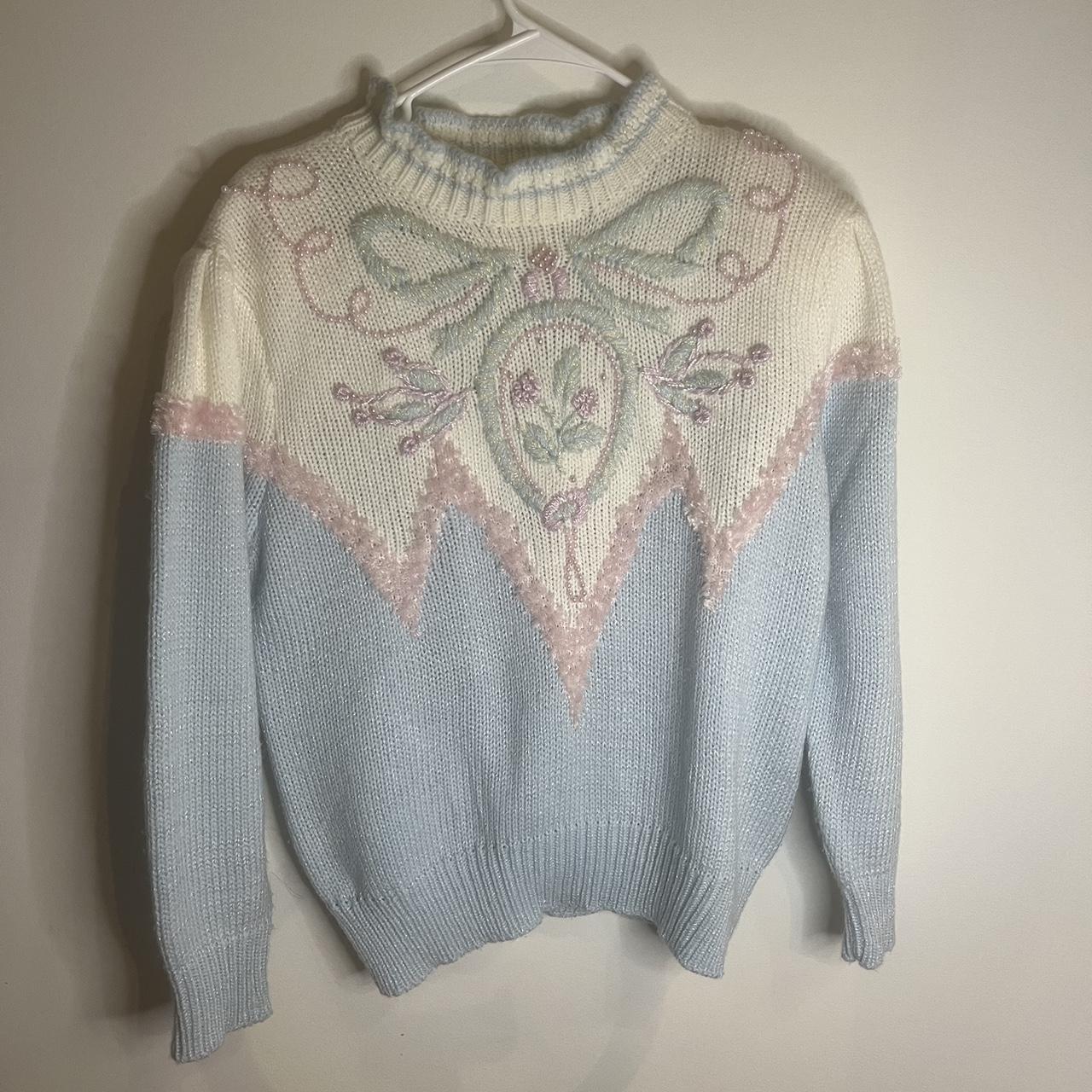 Cute 80s coquette pearl embroidered floral vintage... - Depop