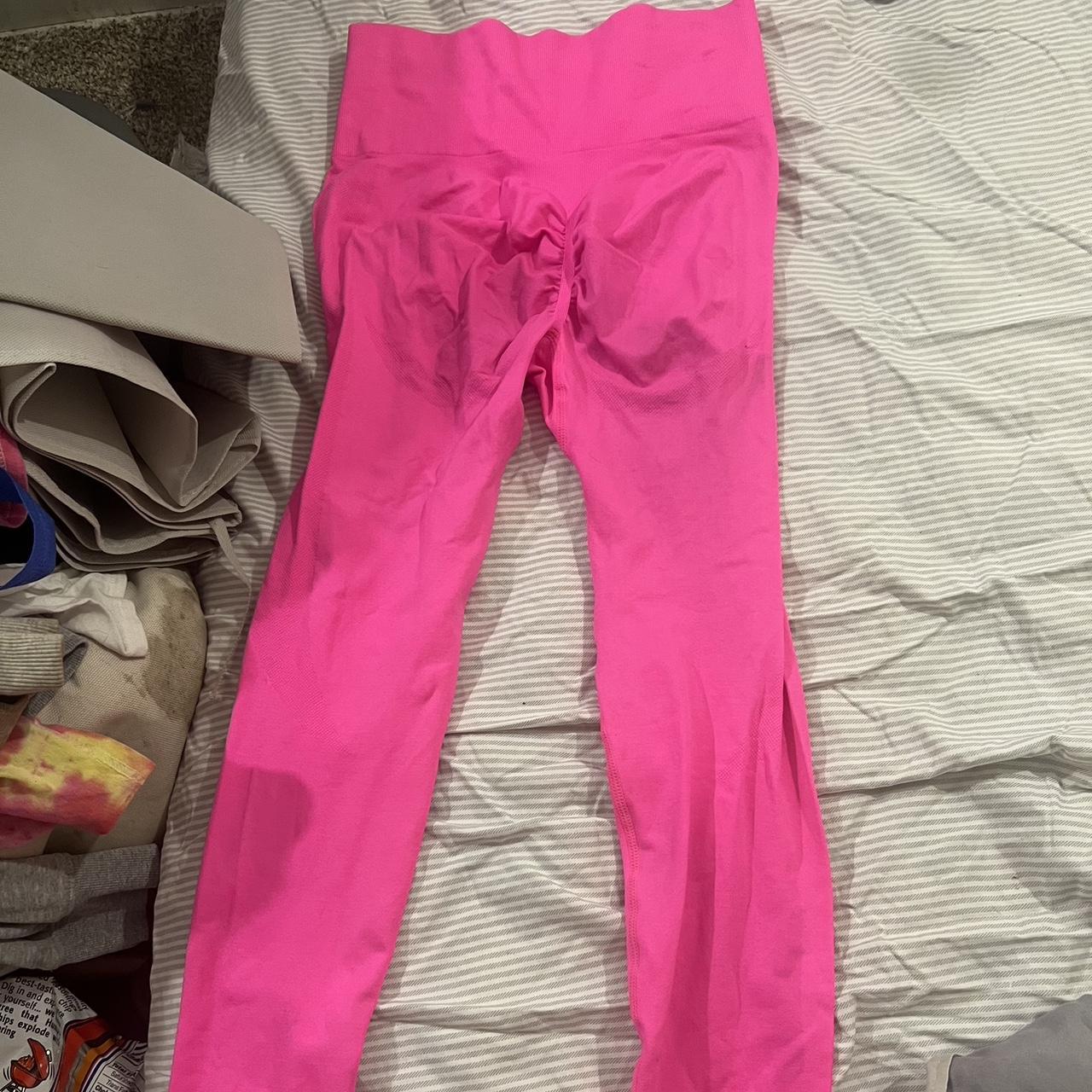 shein hot pink workout leggings ( butt scrunch) size - Depop