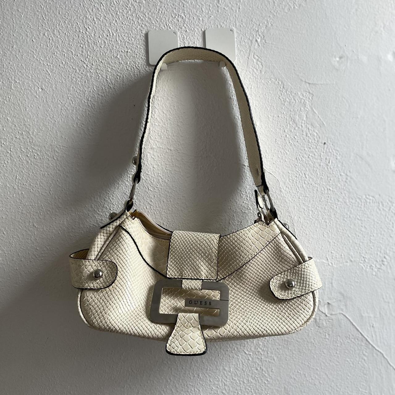 Guess Women's Cream and Silver Bag Depop