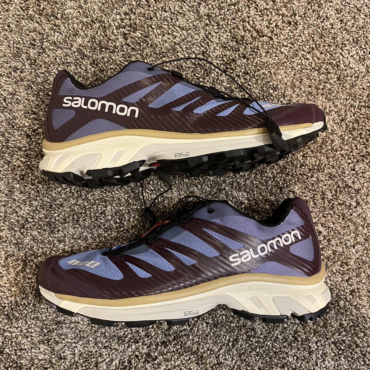 Salomon Men's Navy And Burgundy Trainers | Depop