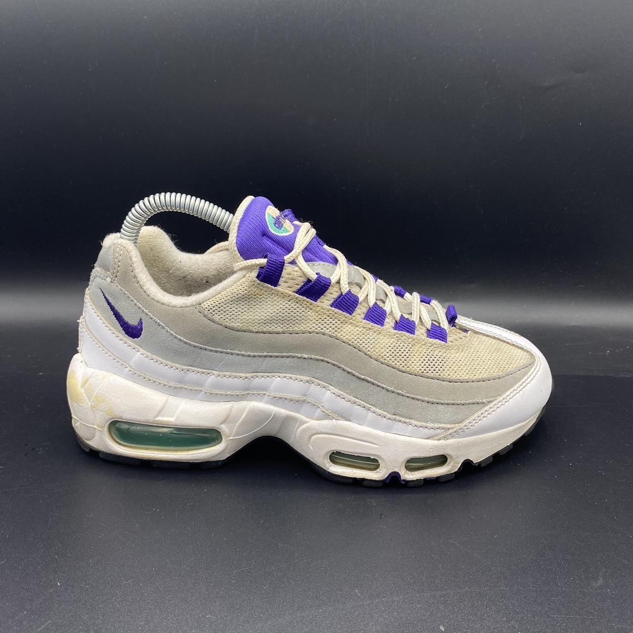 Air max 95 trainer white / purple / hotsell green / grey