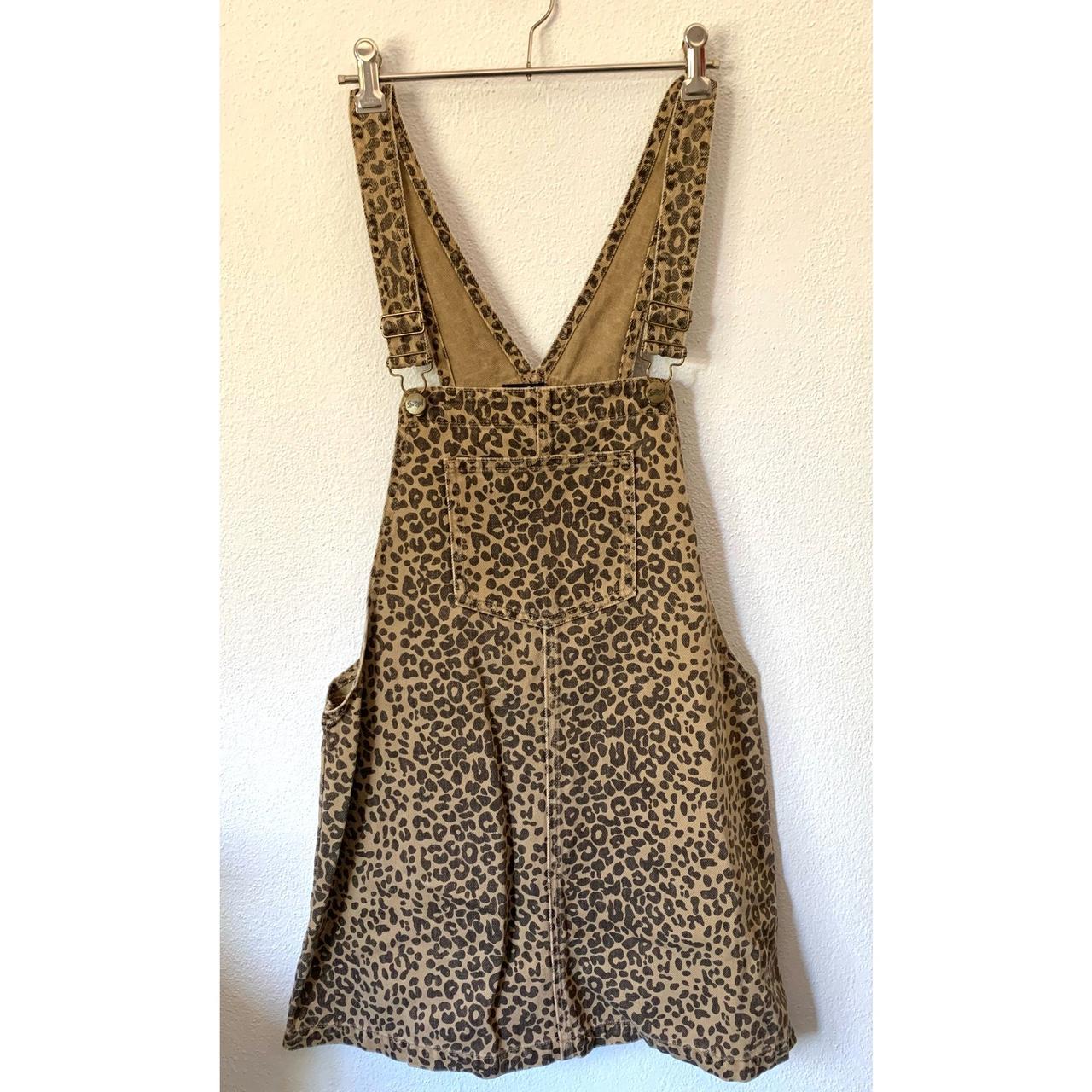 Sportsgirl Leopard Print Denim Pinafore Mini Dress