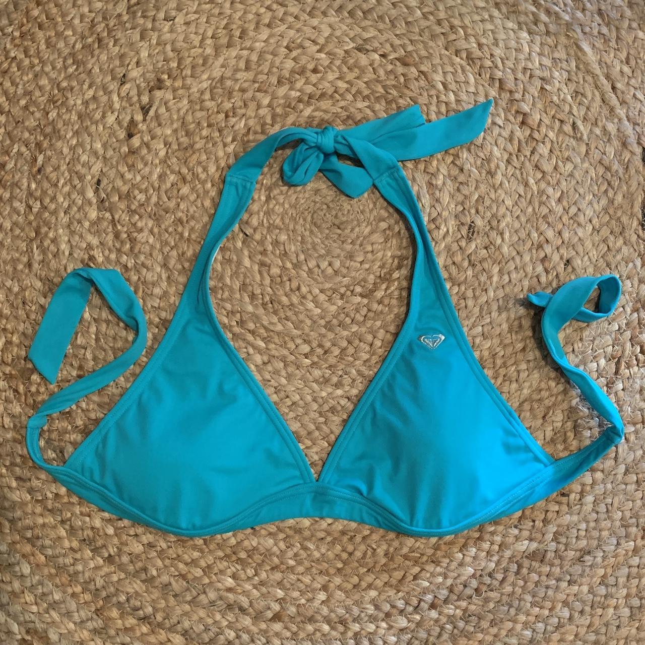 Roxy Aqua Blue Halterneck Bikini Top Size 10 - Depop