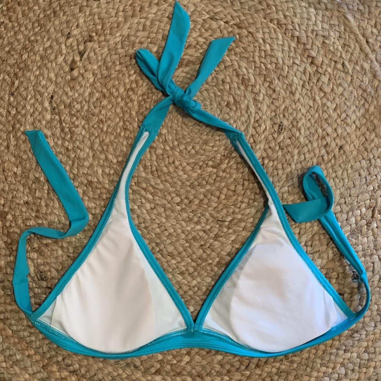 Roxy Aqua Blue Halterneck Bikini Top Size 10 - Depop