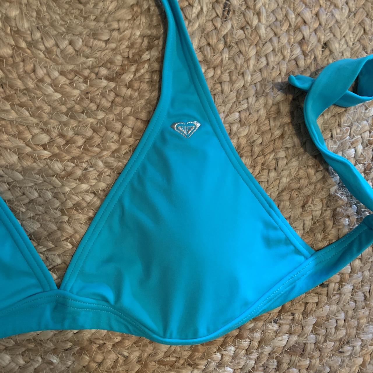 Roxy Aqua Blue Halterneck Bikini Top Size 10 - Depop