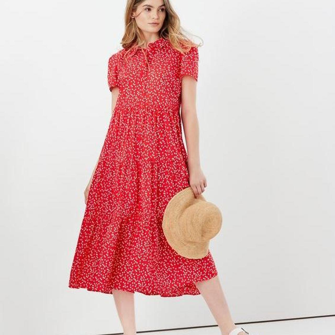 FREE SHIPPING Joules Cotton Maxi Polka Dot Red Dress... - Depop