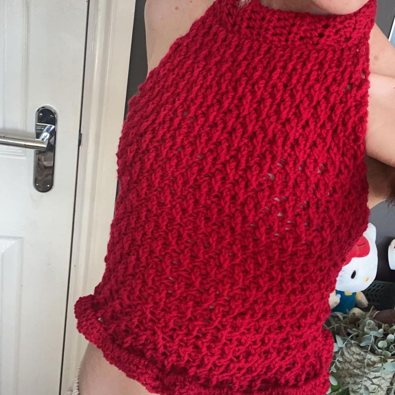 Crochet red halter neck top #croquette #crochet Depop