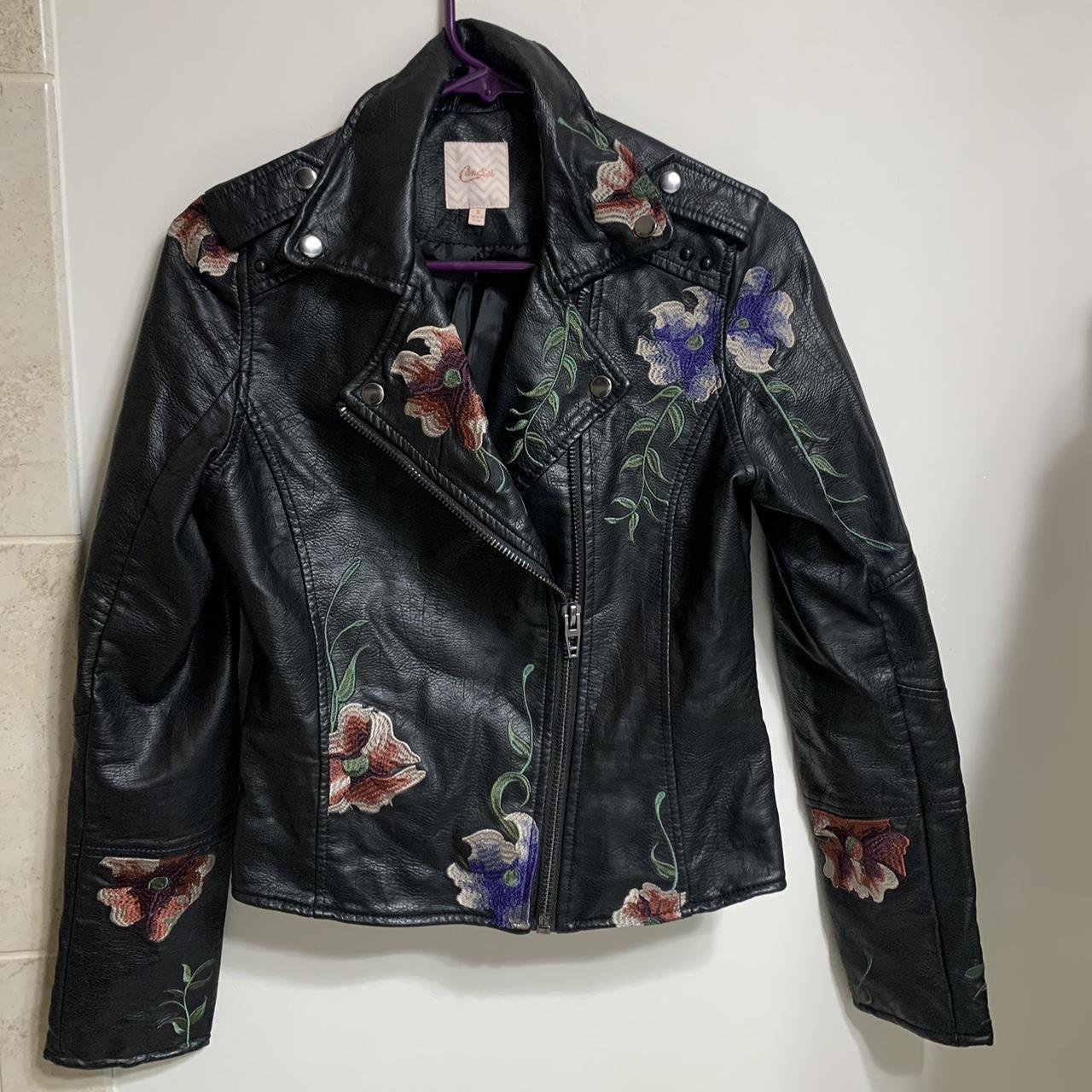 embroidered leather jacket from Candie’s *size:... - Depop