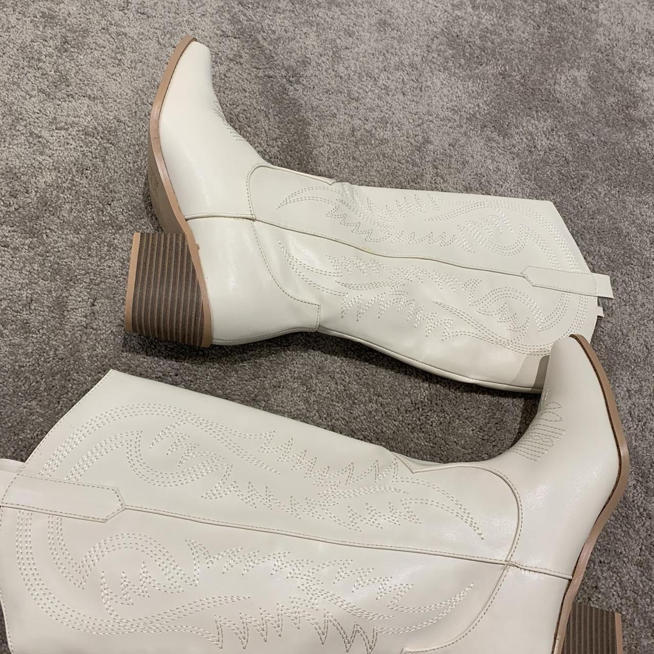 Boohoo size 7 cream cowboy boots. Depop