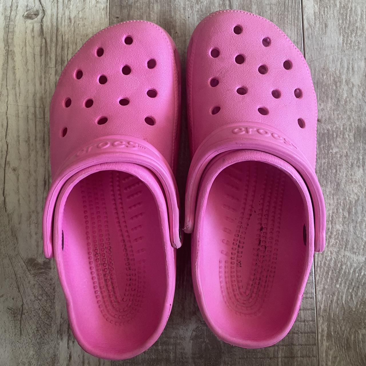 pink crocs good conditioned pink crocs these are a... - Depop