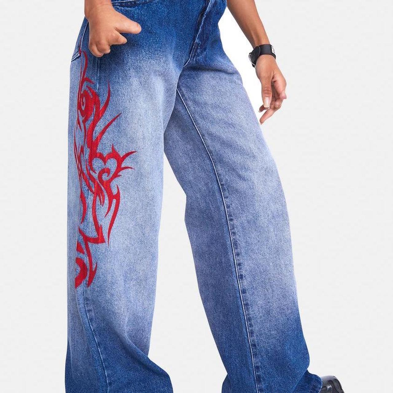 Jaded London SKATER FIT TRIBAL PLACEMENT jeans waist | Depop