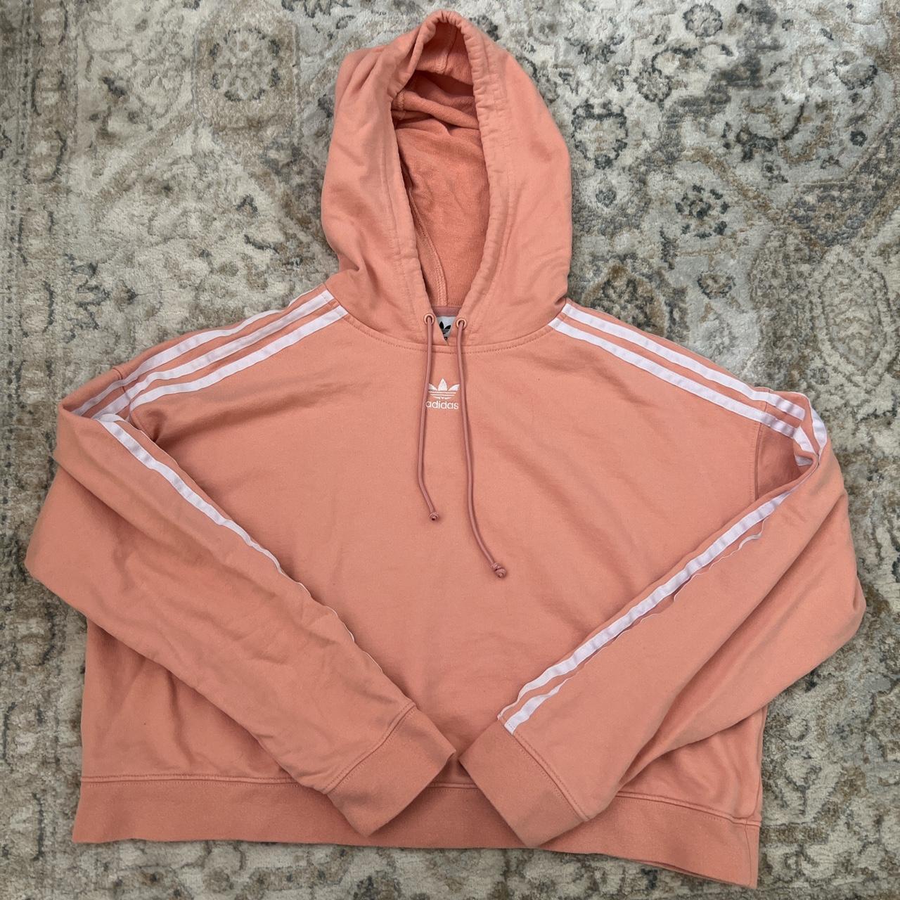 Adidas cropped 2025 hoodie dusty pink