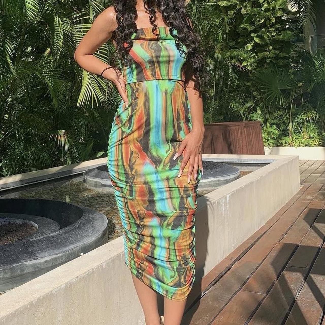 Fashion Nova Multi Colour Long Skirt Sea Siren Maxi Skirt Set