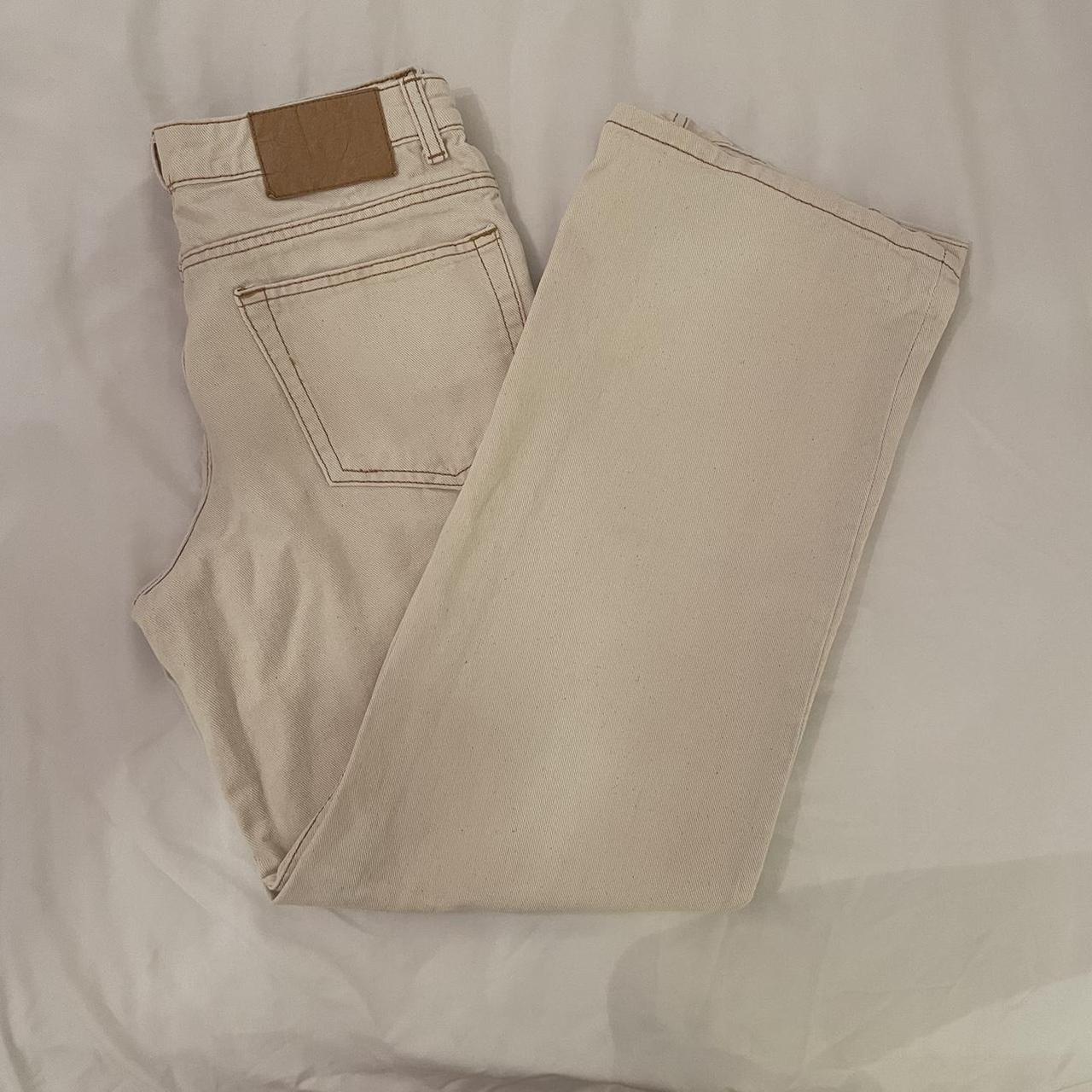 Cream Pants - from h&m, branded for exposure - low... - Depop