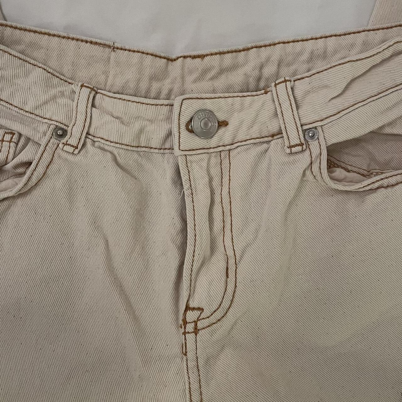 Cream Pants - from h&m, branded for exposure - low... - Depop