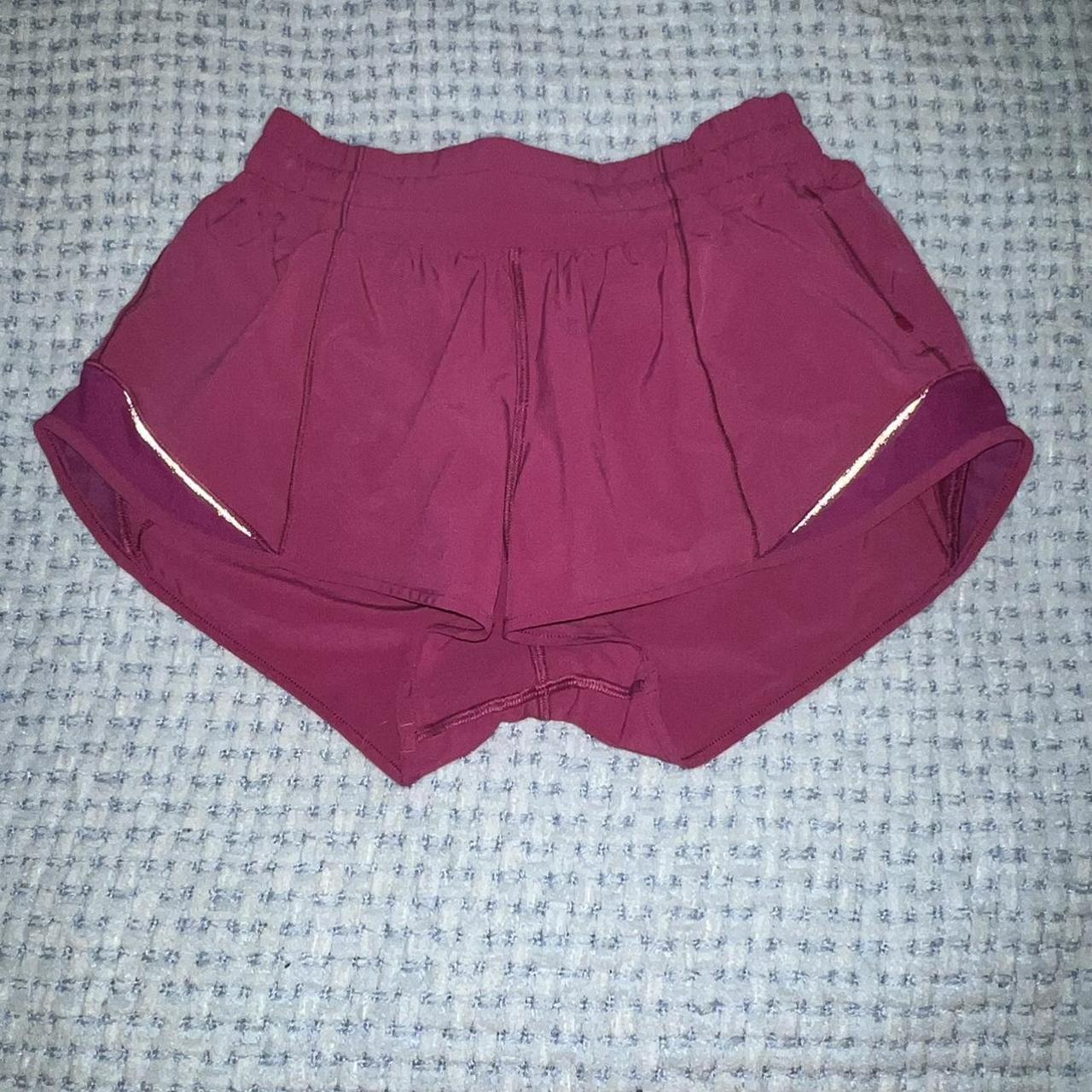 size 4 lululemon ripened raspberry hotty hot shorts.... - Depop