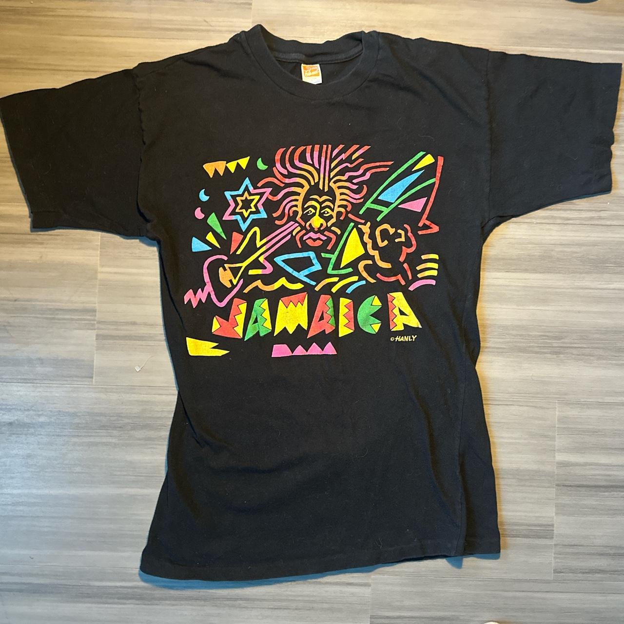 VINTAGE 90S BRIGHT COLORED JAMAICA TEE size... - Depop