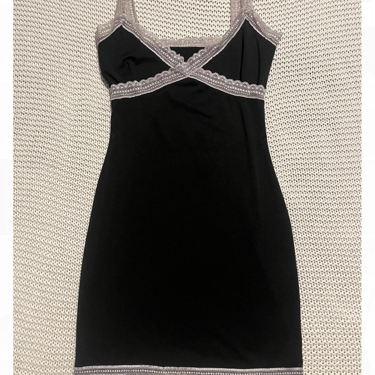 Black dress with white lace trim No flaws except... - Depop