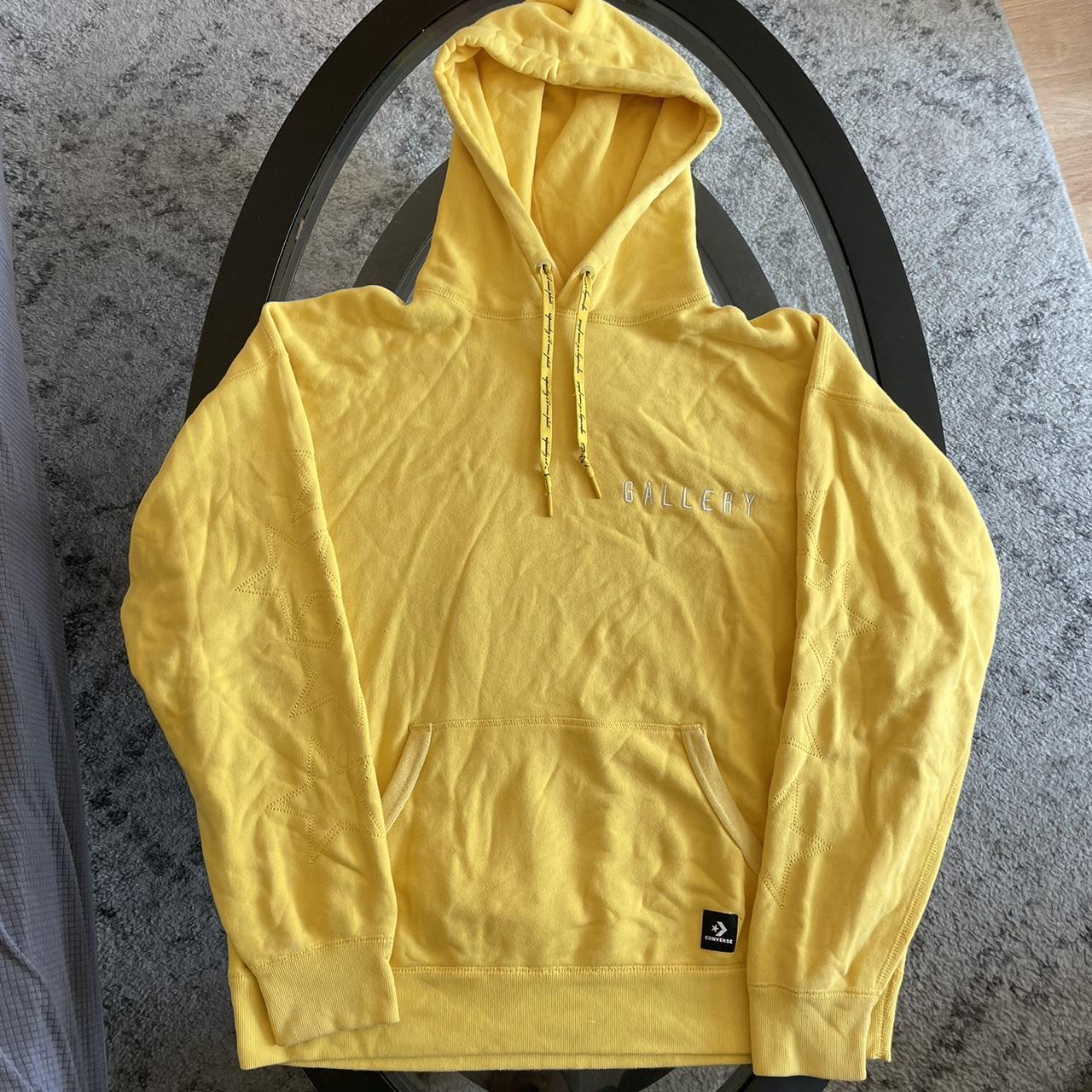 Converse Men's Yellow and Black Hoodie | Depop