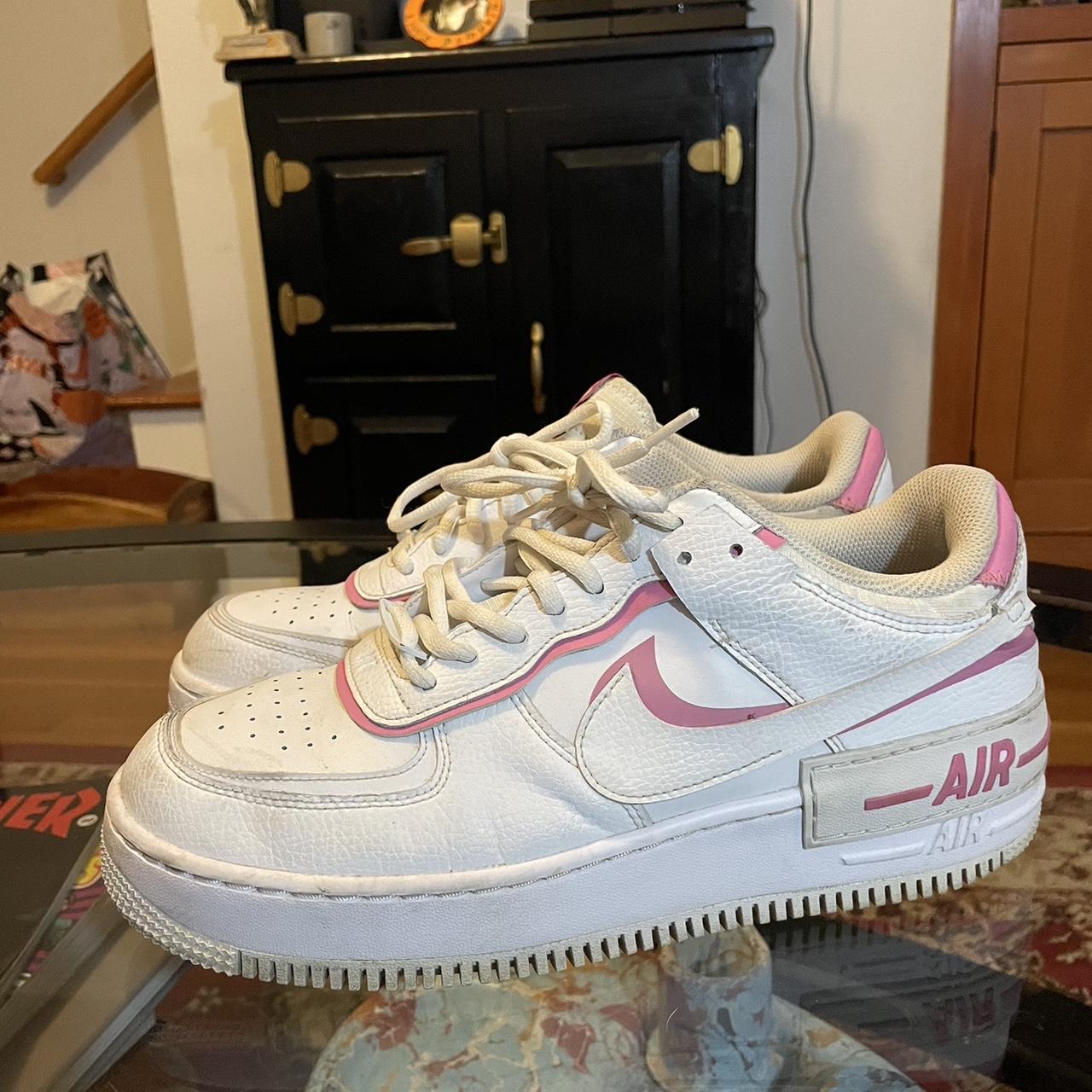Used Air Force Ones, Chunky sole with pink... Depop