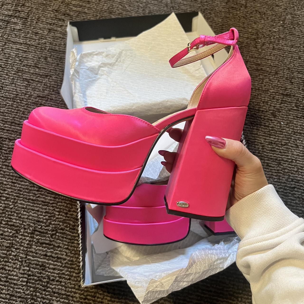 NWT NOKWOL CHARLIE PINK SATIN HEELS - SIZE 9 NOKWOL... - Depop