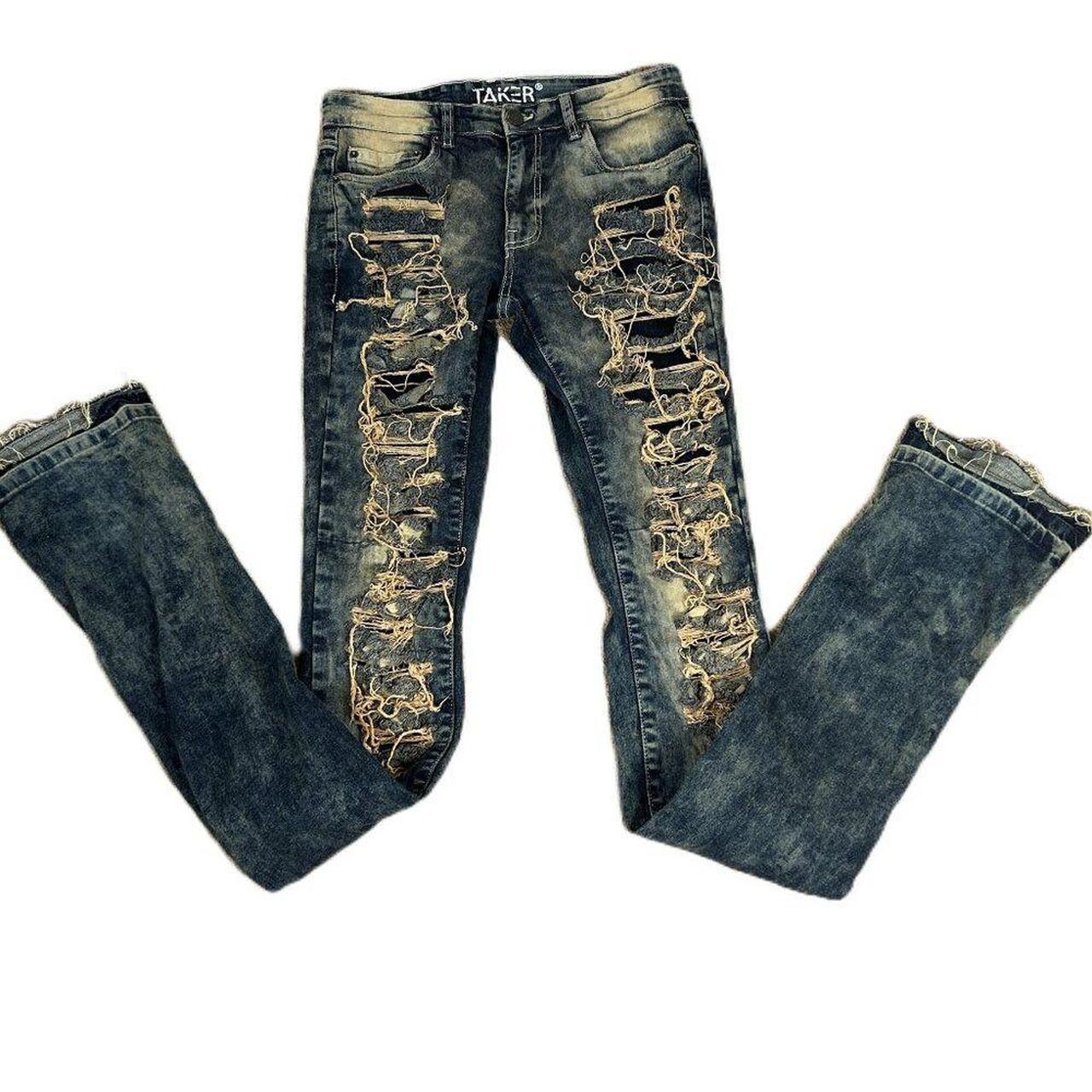 Source Unknown Men's Flare Distressed Jeans - Blu… - image 1