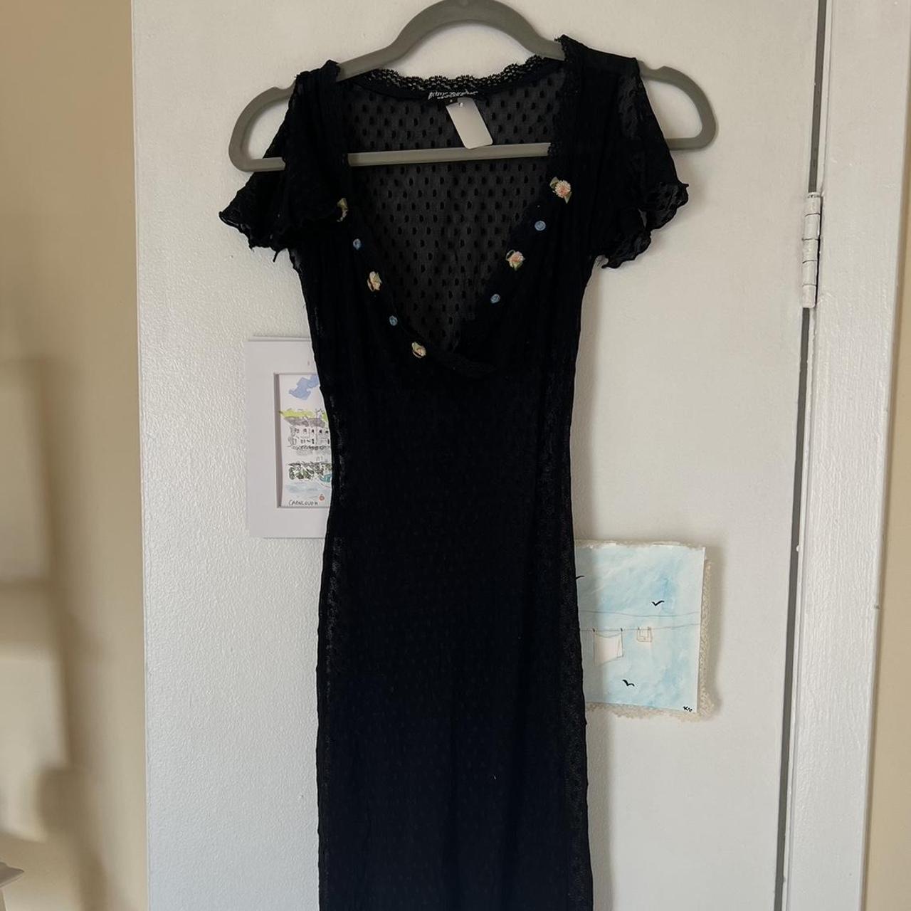 VINTAGE BETSEY JOHNSON SHEER BLACK DRESS in near... - Depop