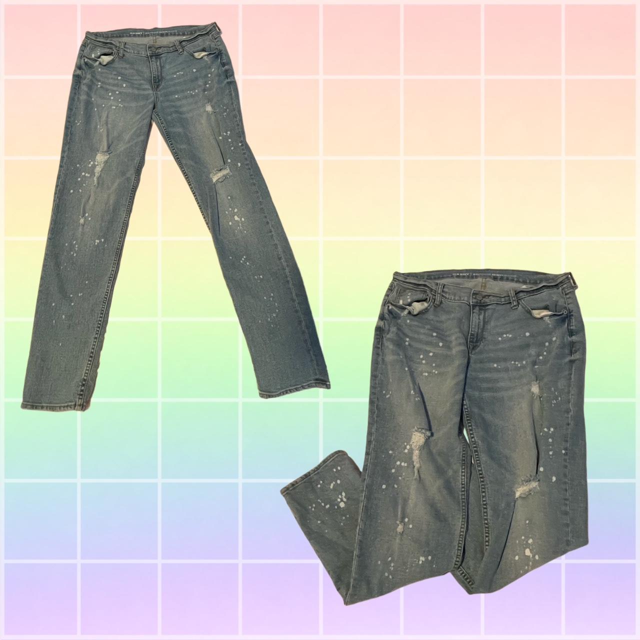 Paint Splattered Ripped Indie Light Wash Denim Jeans Depop   P0 