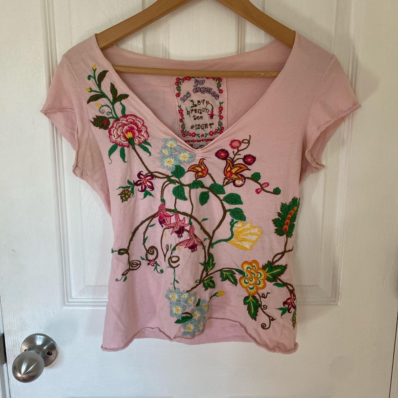 :: Johnny Was :: Floral embroidered shirt ‘Love... - Depop