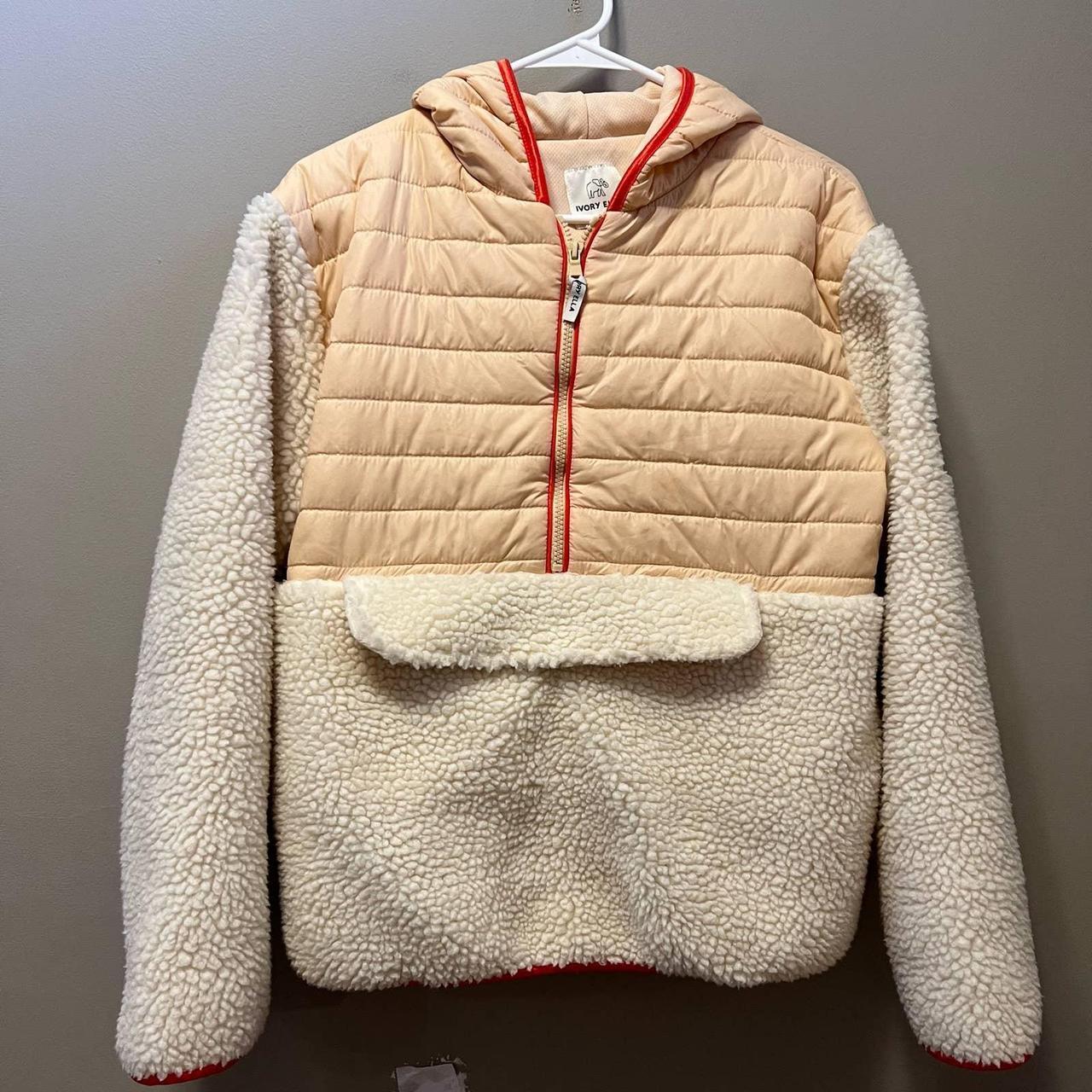 Ivory Ella Sherpa Pullover Jacket size Small Like... - Depop