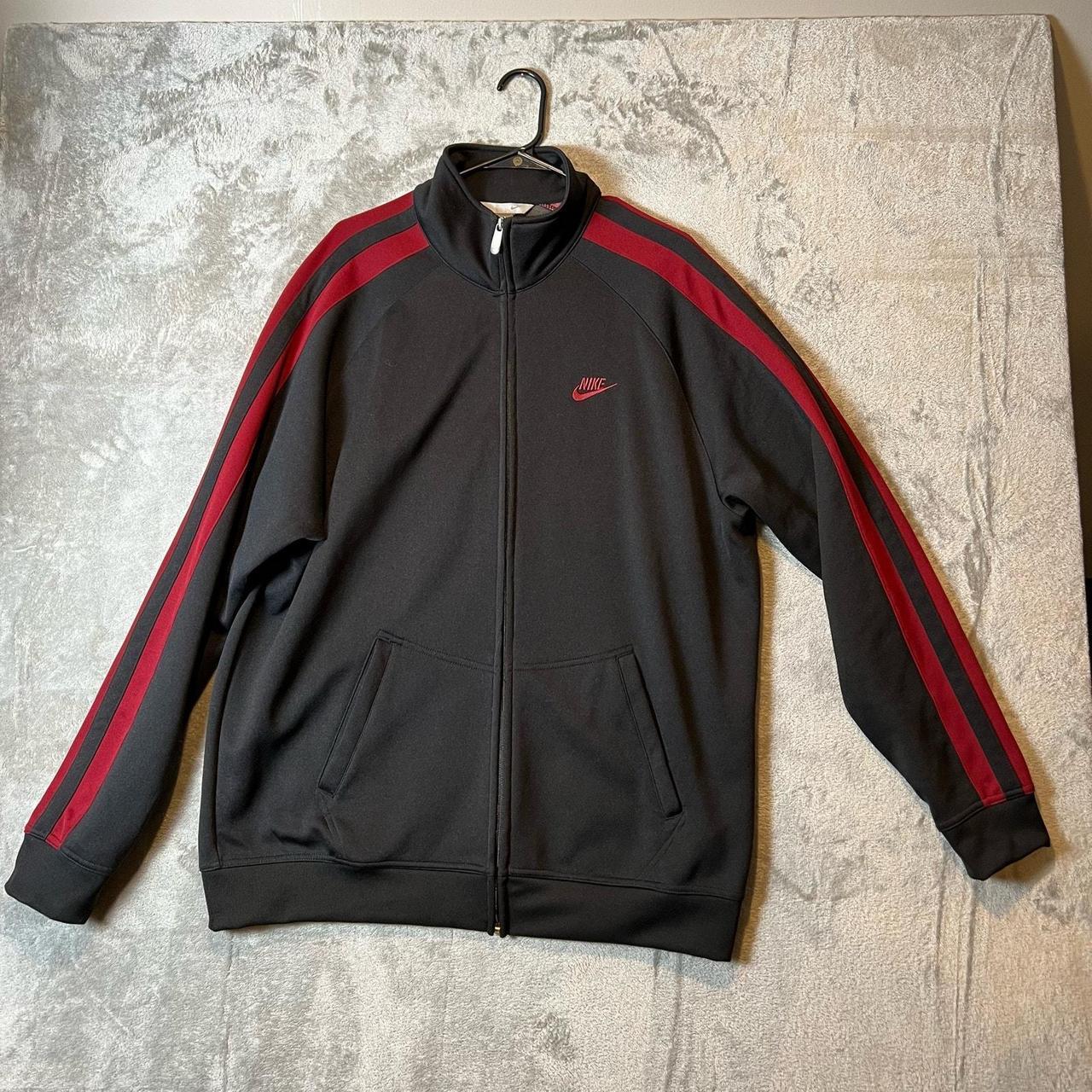 Black and red nike track jacket hotsell