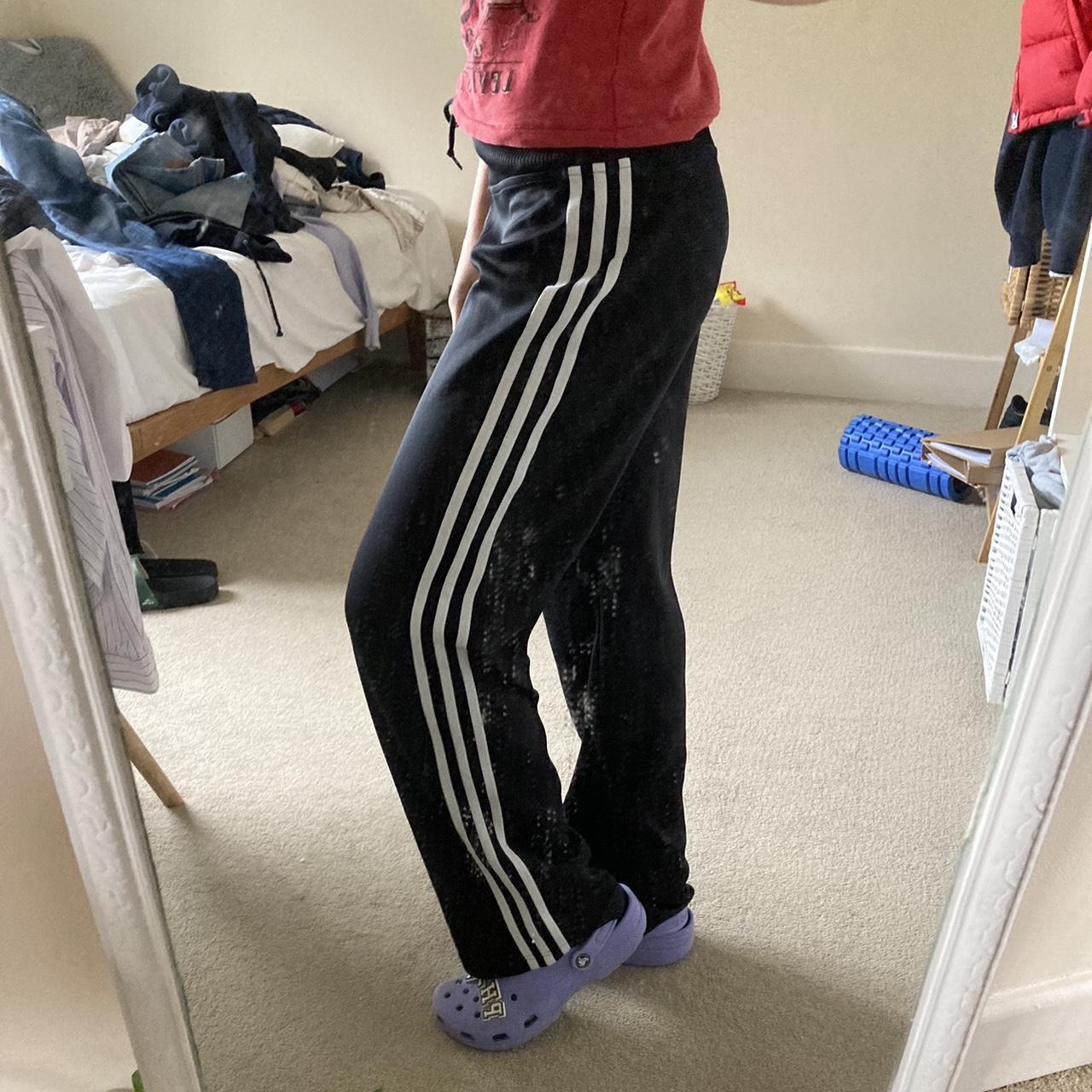 wide leg adidas tracksuit bottoms wide leg/flared... Depop