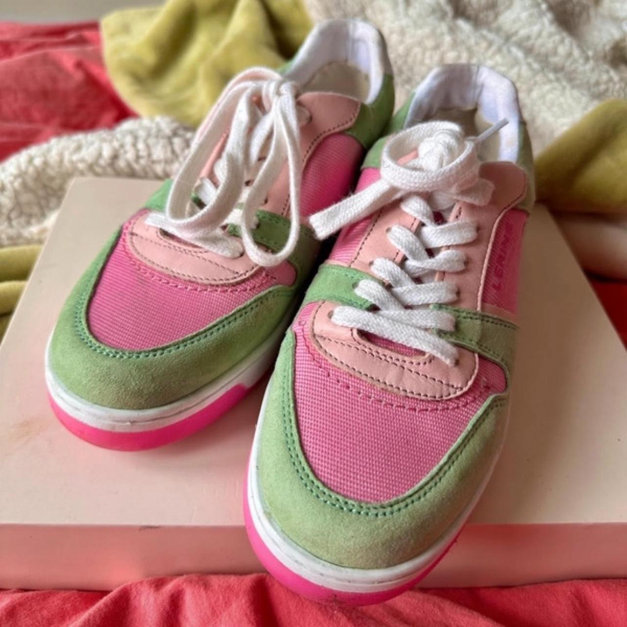 Green and hot sale pink trainers