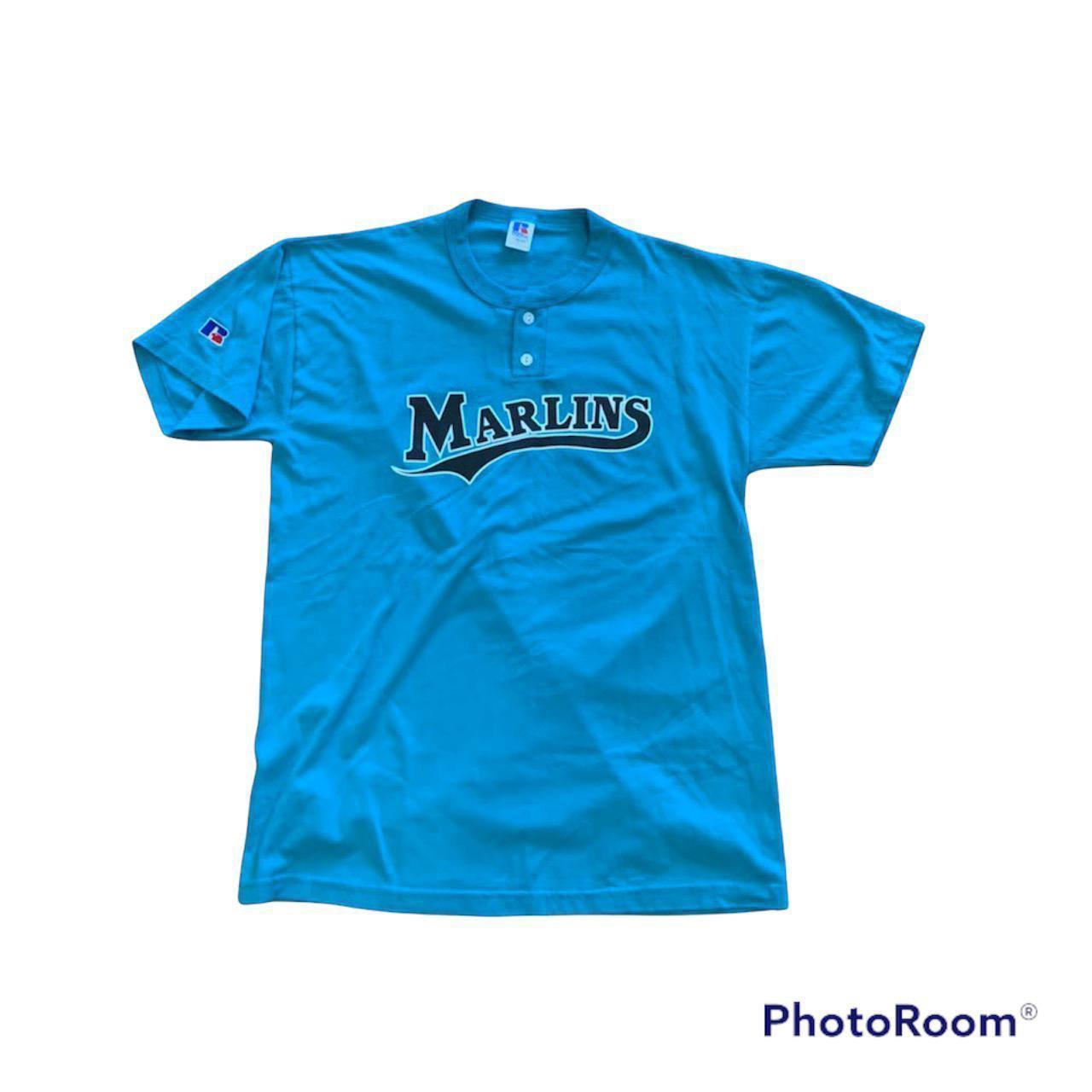 Vintage Miami Marlins Shirt Mens XL White Blue - Depop